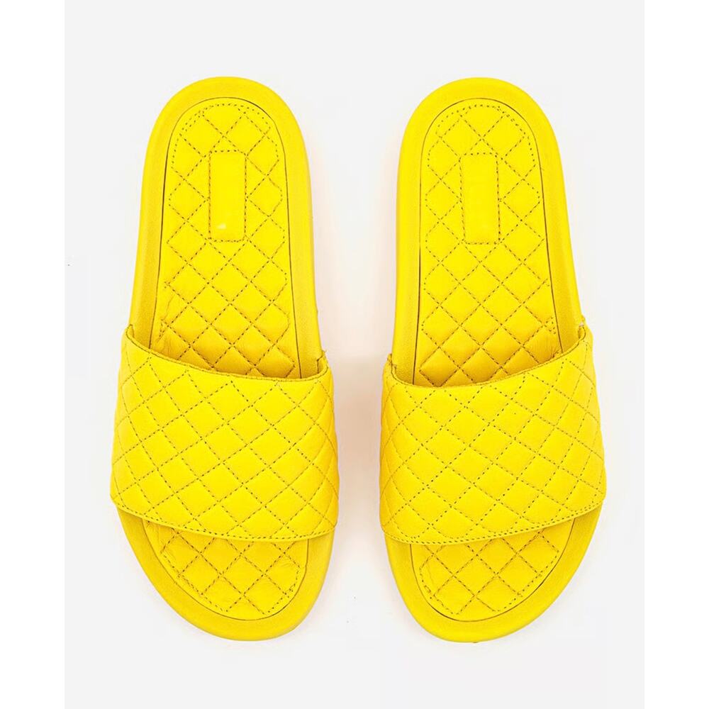 New men’s APL Lusso leather slides sandals racing yellow size 10 - Picture 4 of 7